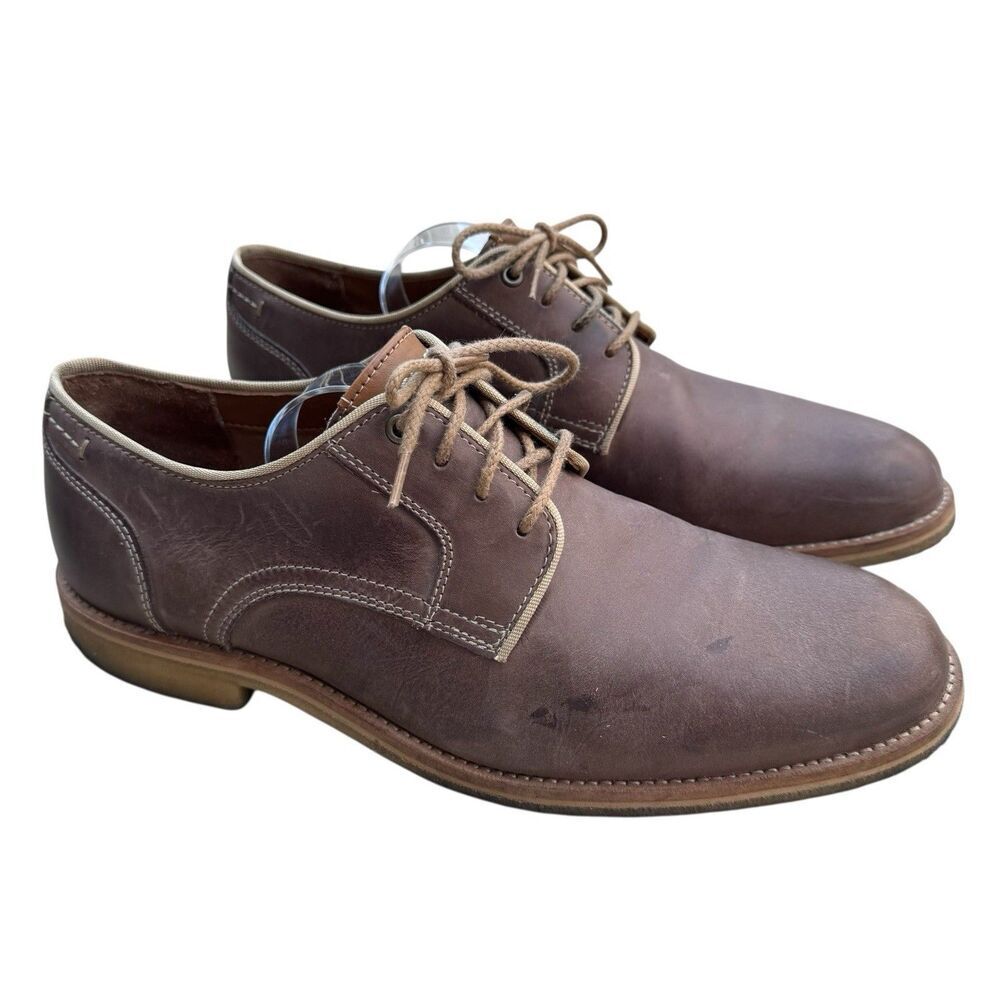 Johnston & Murphy Howell Plain Toe Brown Leather Derby Shoes Mens 11 M Preppy